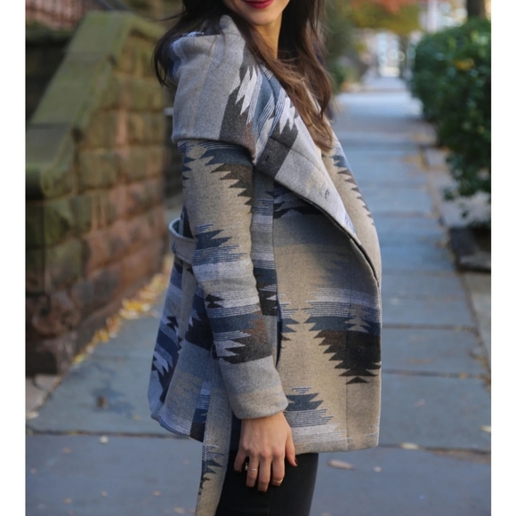 New Look Jackets & Blazers - New Look S Wool Blend Hooded Aztec Desert Tribal Coat Jacket